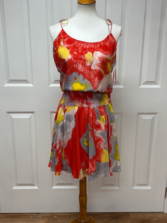 Halston Heritage Dresses & Skirts - Halston Heritage Poppy Watercolor-Print Chiffon Mini Dress - Size S.